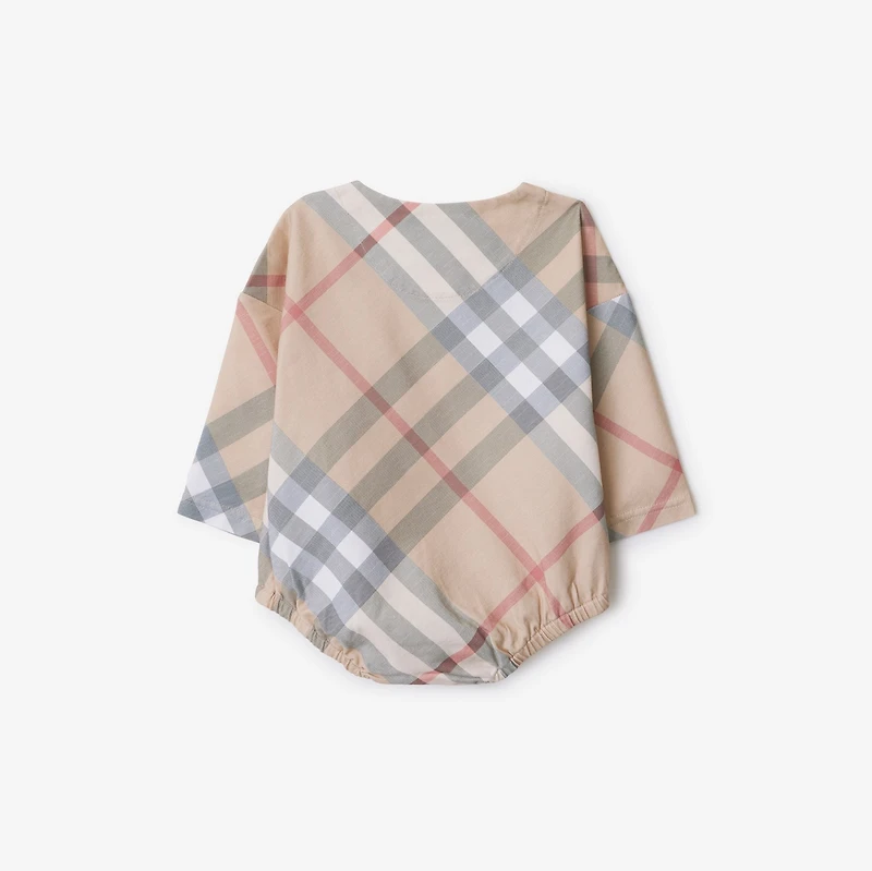 Check Cotton Two-piece Baby Gift Set in Pale stone - Children | Burberry® Official