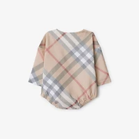 Check Cotton Two-piece Baby Gift Set in Pale stone - Children | Burberry® Official