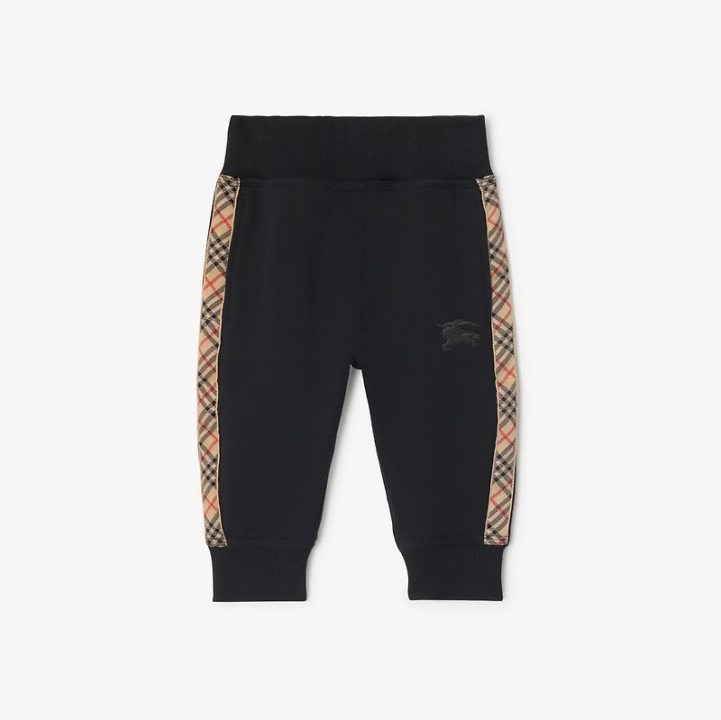 Check Trim Cotton Jogging Pants in Black | Burberry® Official