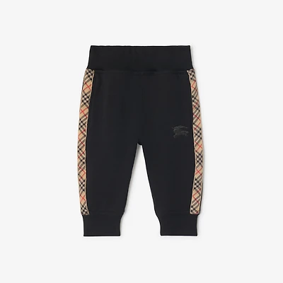 Check Trim Cotton Jogging Pants in Black | Burberry® Official