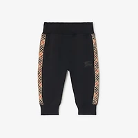 Check Trim Cotton Jogging Pants in Black | Burberry® Official