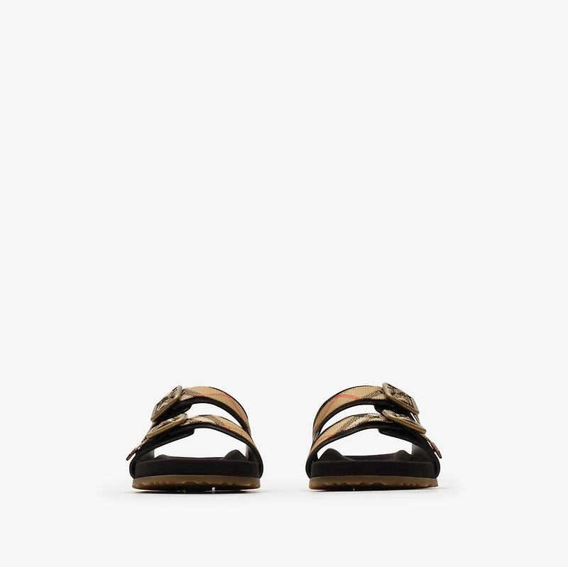 Check Suede Urchin Sandals in Black - Women | Burberry® Official