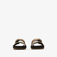 Check Suede Urchin Sandals in Black - Women | Burberry® Official