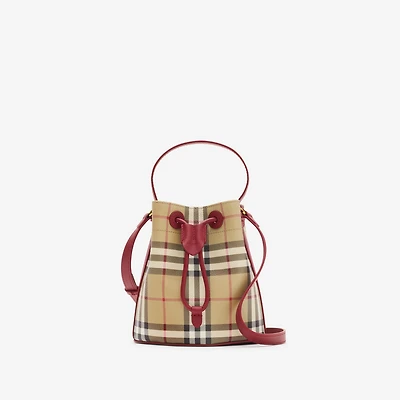 Mini Check Bucket Bag in Archive beige/ruby red - Women | Burberry® Official