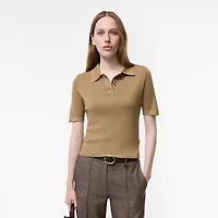 Wool Polo Shirt in Flax beige - Women | Burberry® Official