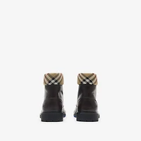 Leather Rogue Combat Boots in Log brown - Men | Burberry® Official