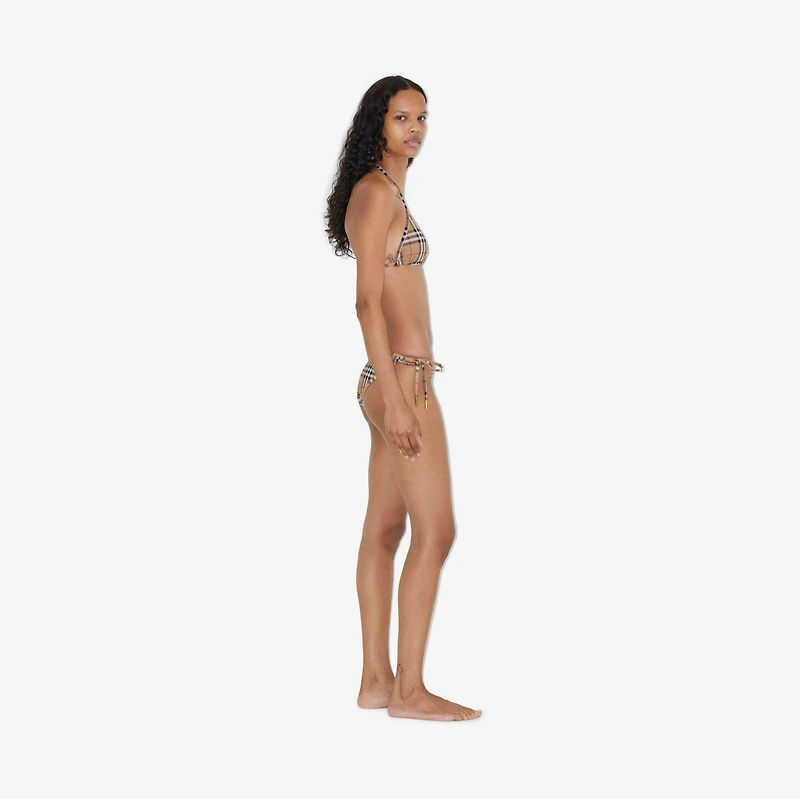 Check Triangle Bikini in Archive beige Yellow - Women, Nylon | Burberry® Official