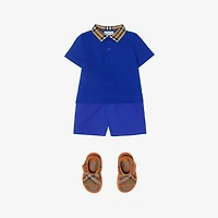 Check Collar Cotton Polo Shirt in Knight | Burberry® Official