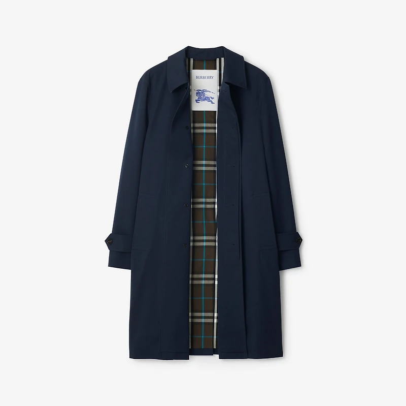 Long Gabardine Car Coat in Storm blue - Men, Cotton | Burberry® Official
