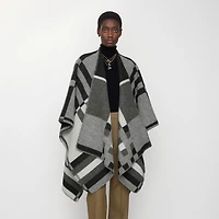 Colour Block Check​ Wool Cape in Chalk | Burberry® Official