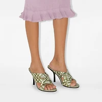 Check Mesh Cabana Maille Mules in Skylark - Women | Burberry® Official