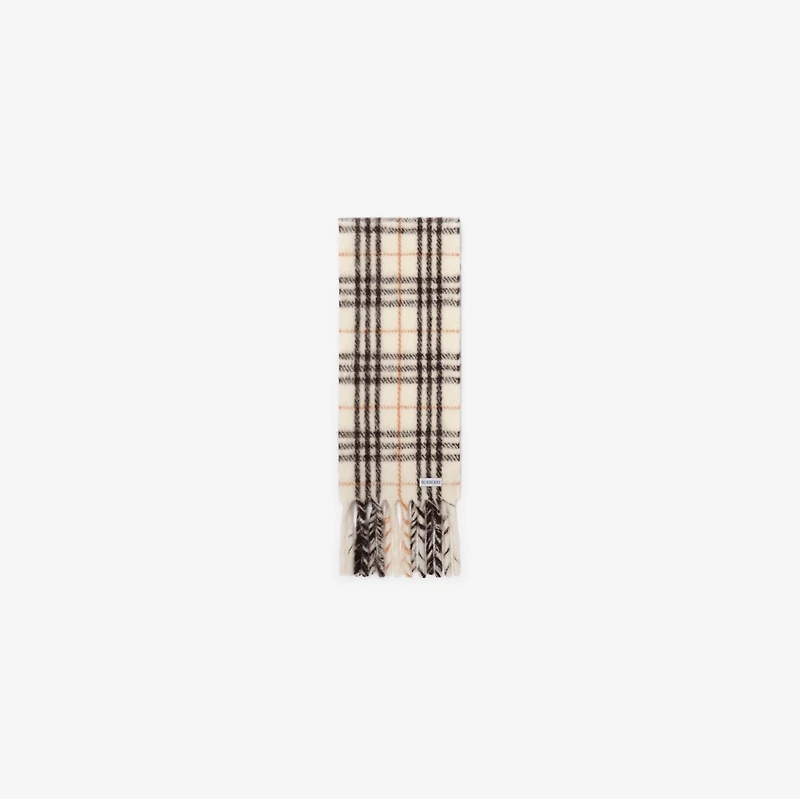 Narrow Check Alpaca Wool Blend Scarf in Pebble grey | Burberry® Official