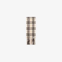 Narrow Check Alpaca Wool Blend Scarf in Pebble grey | Burberry® Official