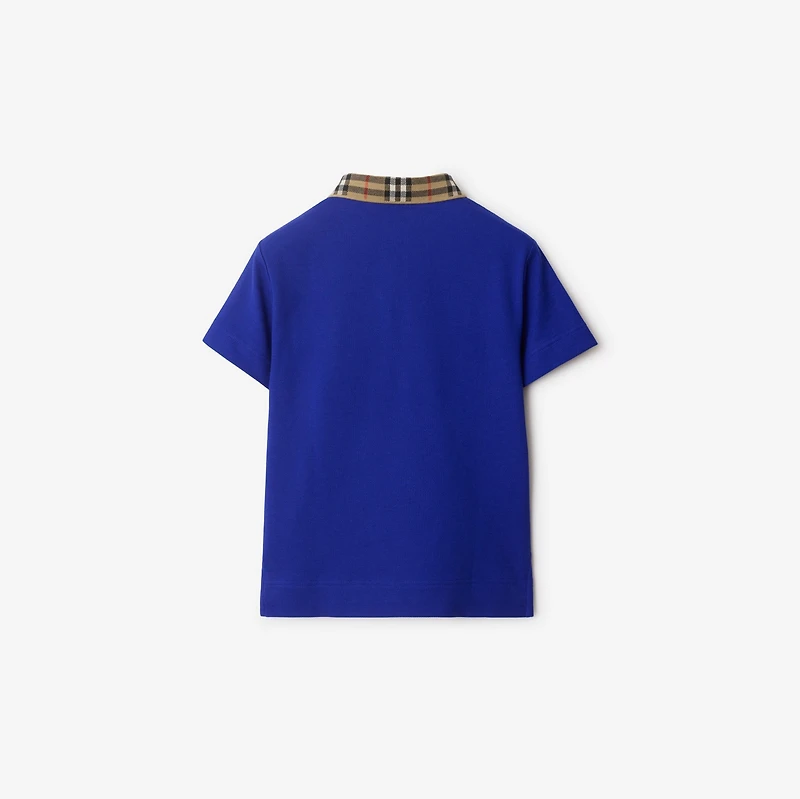 Check Collar Cotton Polo Shirt in Knight | Burberry® Official