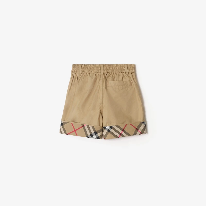 Check Turn-up Cotton Shorts in Sand beige | Burberry® Official