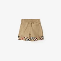 Check Turn-up Cotton Shorts in Sand beige | Burberry® Official