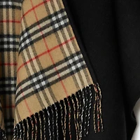 Check Wool Reversible Cape in Black | Burberry® Official