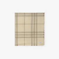 Wide Reversible Check Wool Silk Scarf in Sesame beige | Burberry® Official