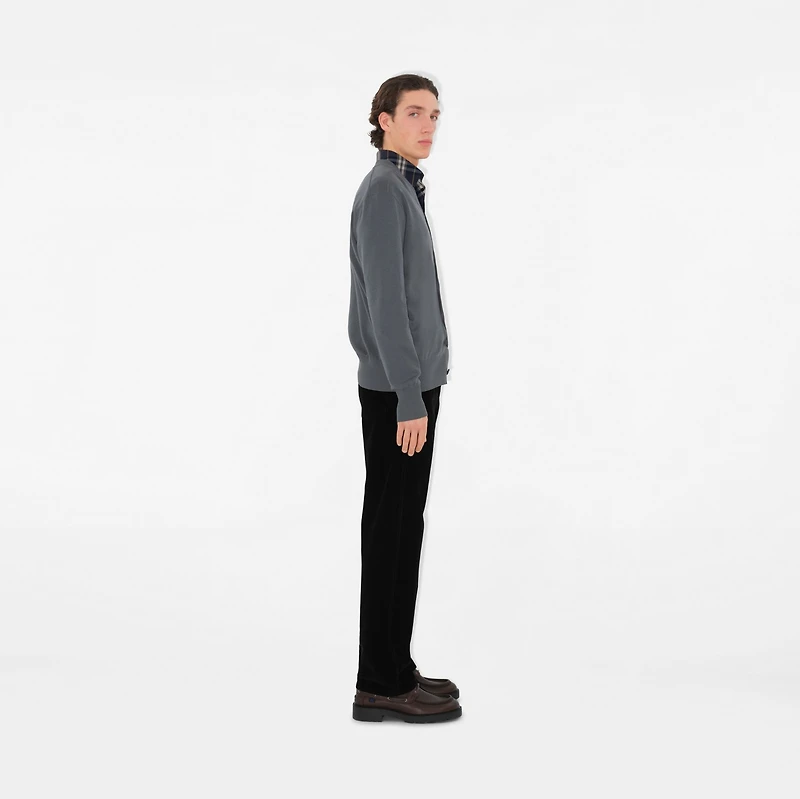 B Crest Wool Cardigan in Magnet - Men | Burberry® Official