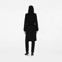 Long Check Collar Gabardine Trench Coat in Black - Women, Cotton Gabardine | Burberry® Official