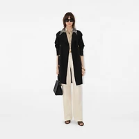 Mid-length Check Collar Castleford Trench Coat in Black - Women, Cotton | Burberry® Official