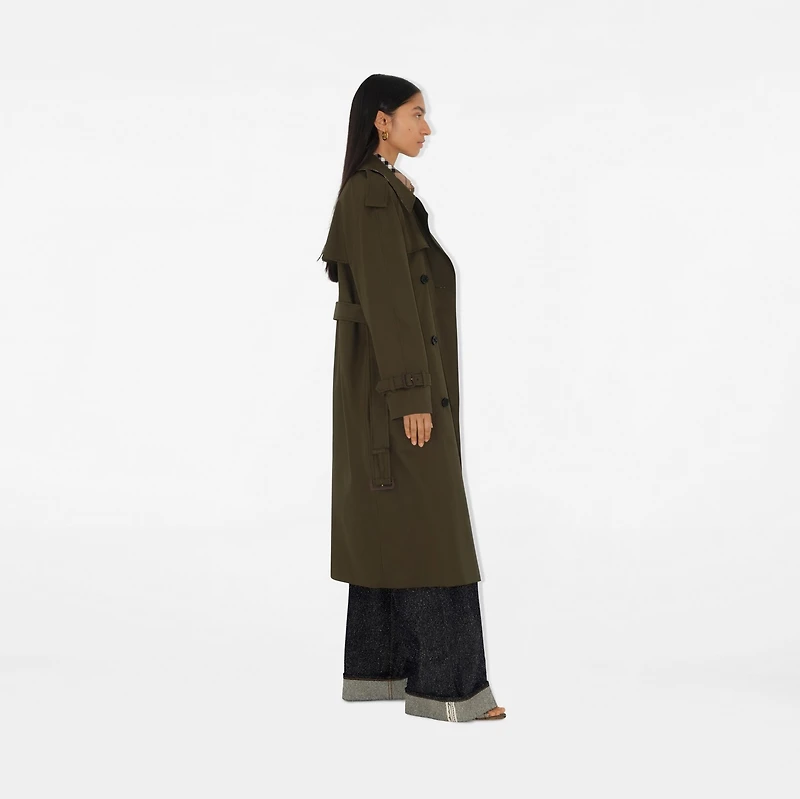 Long Castleford Trench Coat in Juniper - Women, Cotton | Burberry® Official