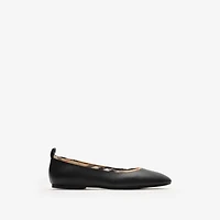 Check Trim Leather Robin Ballerinas in Black - Women | Burberry® Official