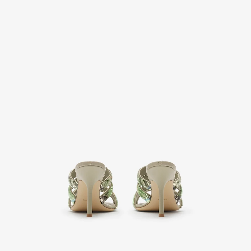 Check Mesh Mews Strap Mules in Artichoke - Women | Burberry® Official