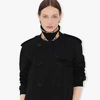Cropped Gabardine Trench Jacket in Black - Women, Cotton | Burberry® Official