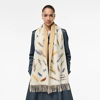 Feather Print Cashmere Scarf in Sand beige | Burberry® Official