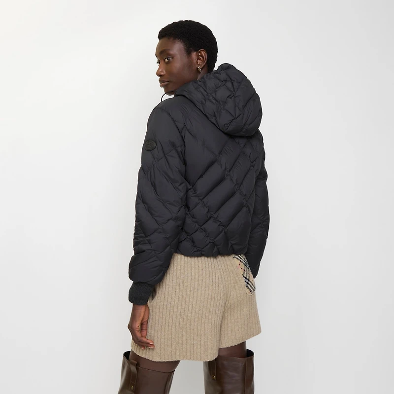 Check-stitch Nylon Delley Puffer Jacket in Black - Women | Burberry® Official