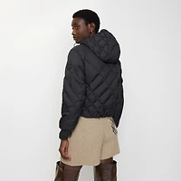 Check-stitch Nylon Delley Puffer Jacket in Black - Women | Burberry® Official