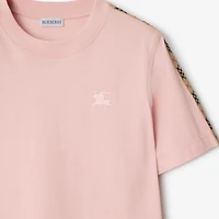 Check Trim Cotton T-shirt in Bouquet - Women | Burberry® Official