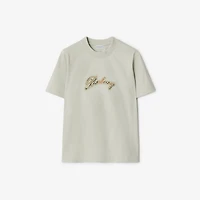 Check Cursive Logo Cotton T-shirt in Seafoam green - Women | Burberry® Official
