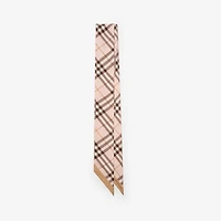 Skinny Contrast Check Silk Scarf in Bow pink/mitten grey | Burberry® Official