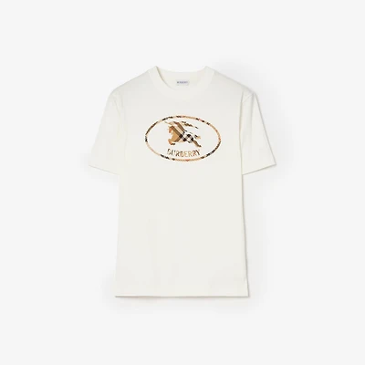 Check Knight Stamp Cotton T-shirt in Chalk white - Men | Burberry® Official