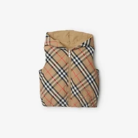 Reversible Check Nylon Padded Gilet in Sand | Burberry® Official