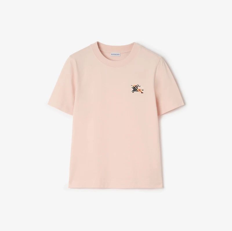 Knight Check Cotton T-shirt in Compact pink - Women | Burberry® Official