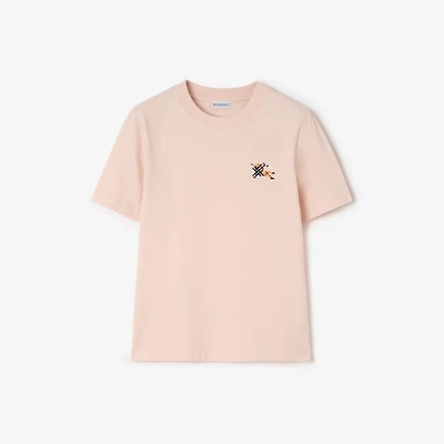Knight Check Cotton T-shirt in Compact pink - Women | Burberry® Official