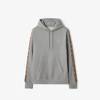 Check Trim Cotton Hoodie in Pale grey melange - Men | Burberry® Official