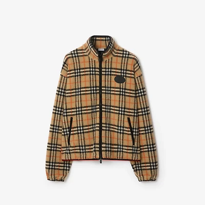 Check Wool Cashmere Blend Fleece in Sand beige - Men | Burberry® Official