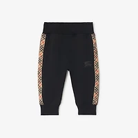 Check Trim Cotton Jogging Pants in Black | Burberry® Official