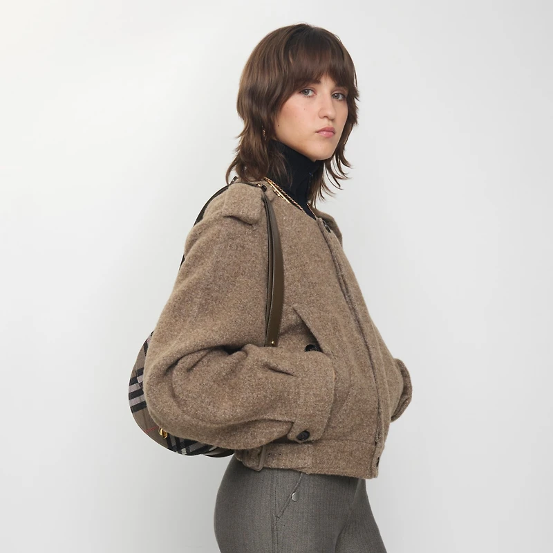 Detachable Scarf Wool Blend Jacket in Biscuit/biscuit - Women | Burberry® Official