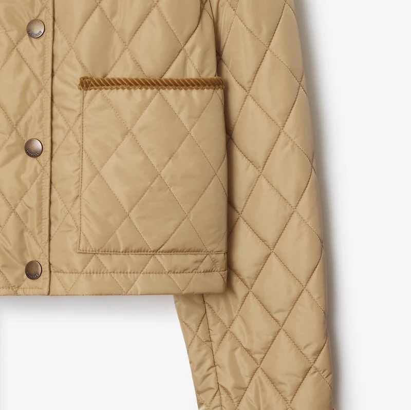 Cropped Quilted Nylon Jacket in Flax/sand - Women | Burberry® Official