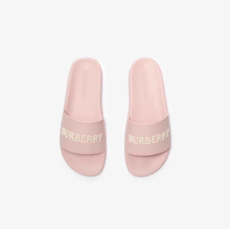 Logo Slides in Candy pink/dove beige - Women | Burberry® Official