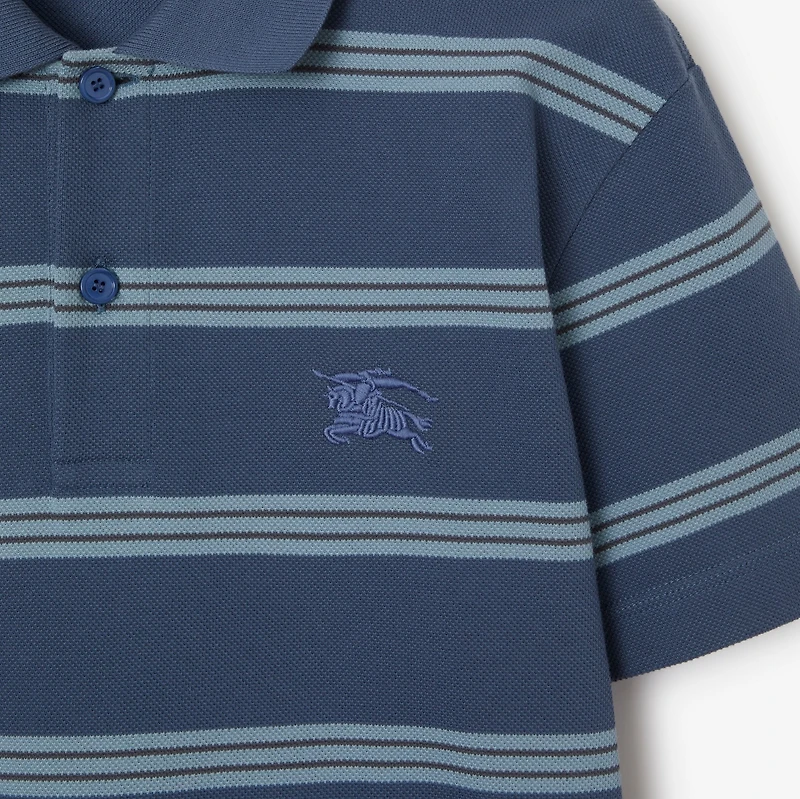 Striped Cotton Polo Shirt in Pilot - Men | Burberry® Official