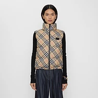 Check Puffer Gilet in Sand beige - Women | Burberry® Official
