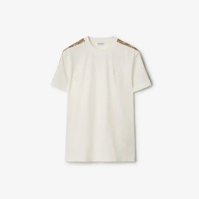 Check Trim Cotton T-shirt in Chalk white - Men | Burberry® Official