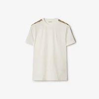 Check Trim Cotton T-shirt in Chalk white - Men | Burberry® Official