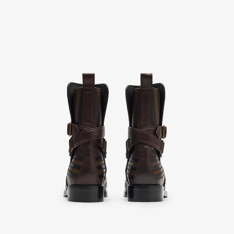 Check Leather Ledger Jodphur Boots​​ in Truffle brown - Men | Burberry® Official